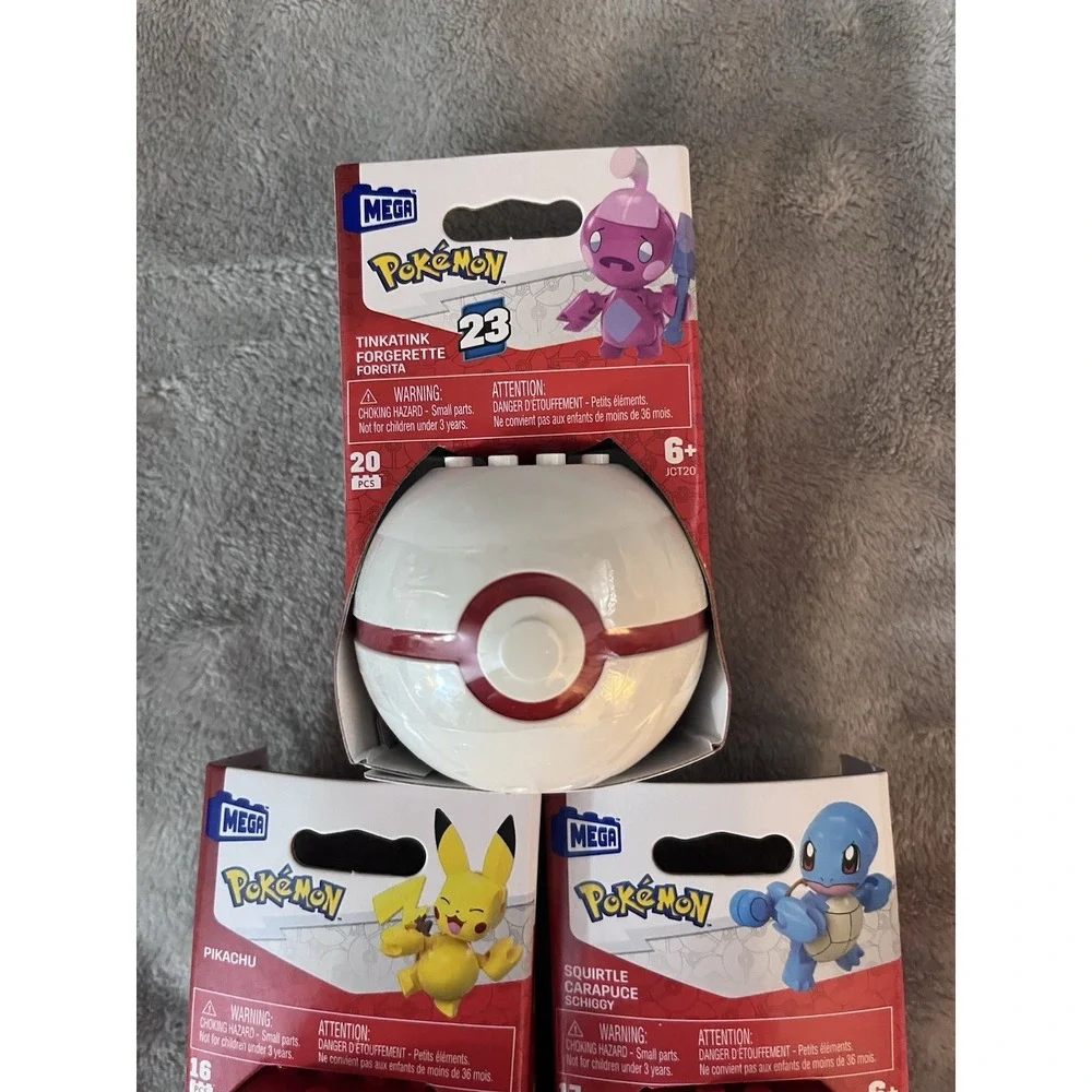 POKEMON MATTEL MEGA BLOKS CONSTRUX SET OF 5 POKEBALLS EVERGREEN NEW PIKACHU